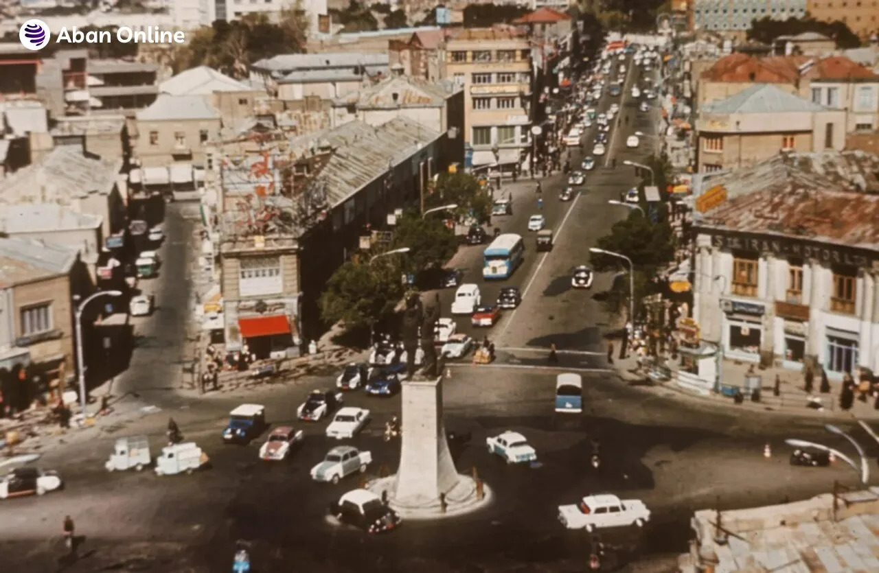 تصویر تاریخی میدان مخبرالدوله در تهران، سال ۱۳۴۴